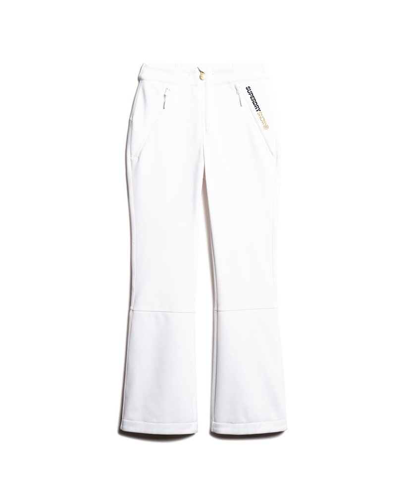 calças de esqui slim softshell na cor branca.
