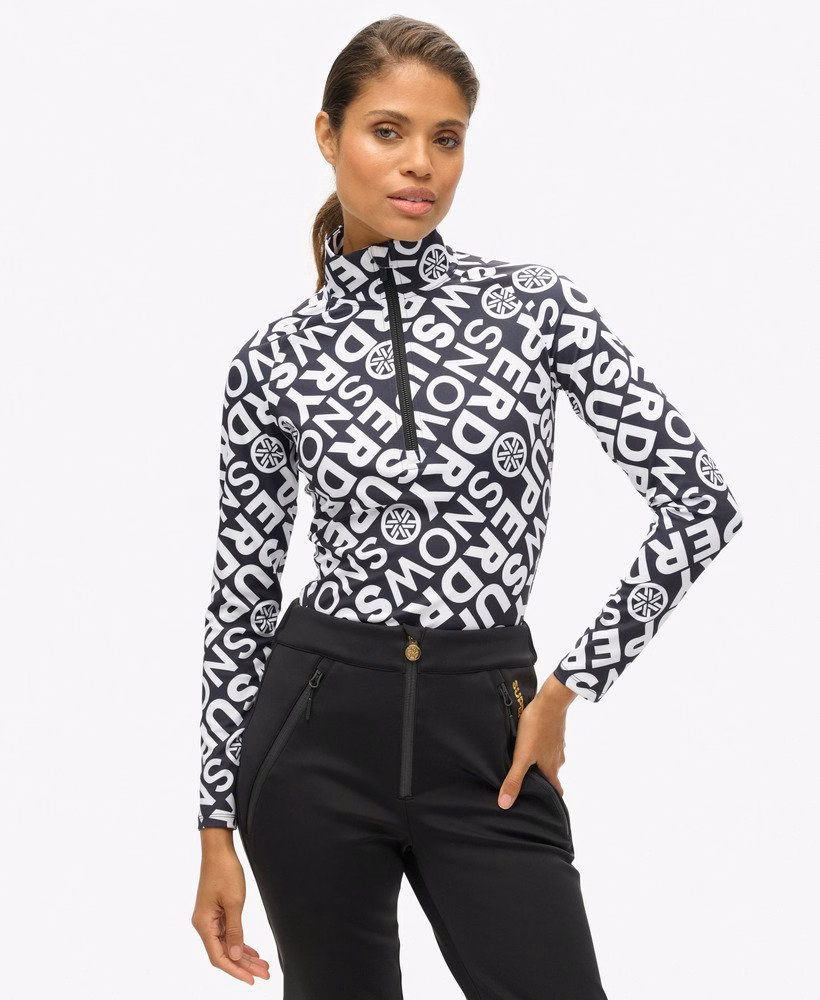 Camiseta térmica para esqui com meio zíper