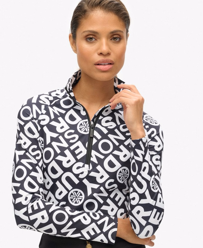 Camiseta térmica para esqui com meio zíper