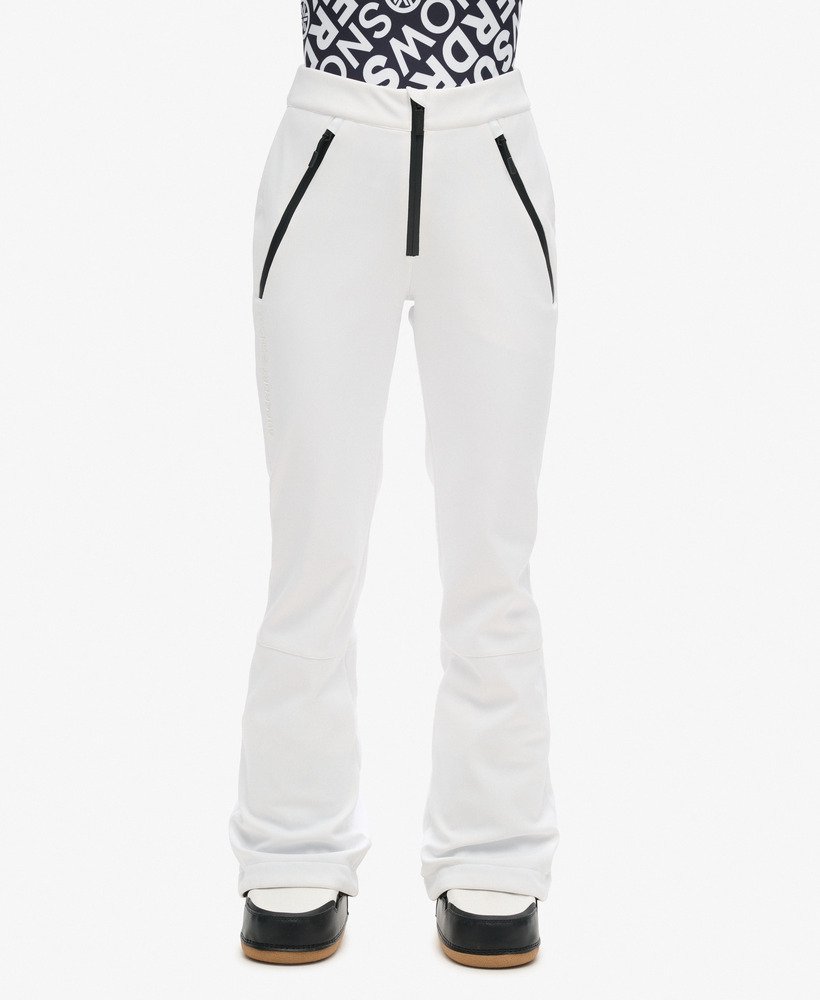 calças de esqui slim softshell na cor óptica.