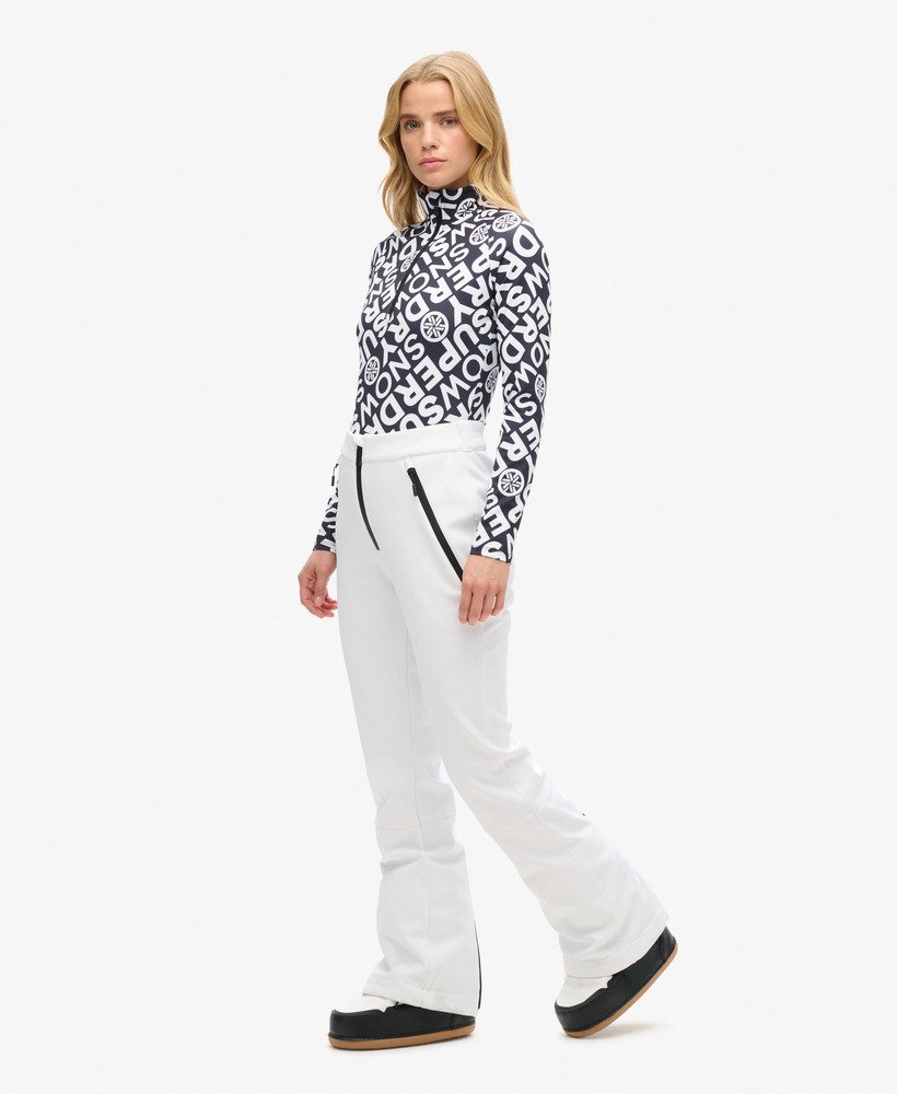 calças de esqui slim softshell na cor óptica.
