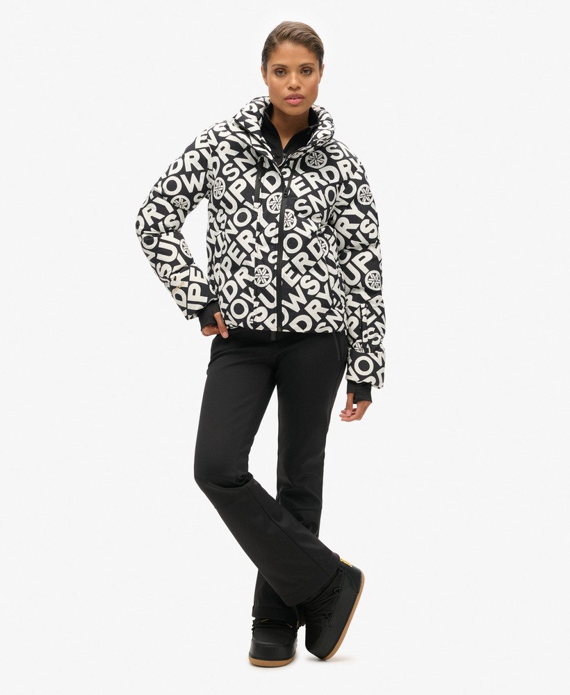 jaqueta ski boxy puffer na cor superdry monogram black
