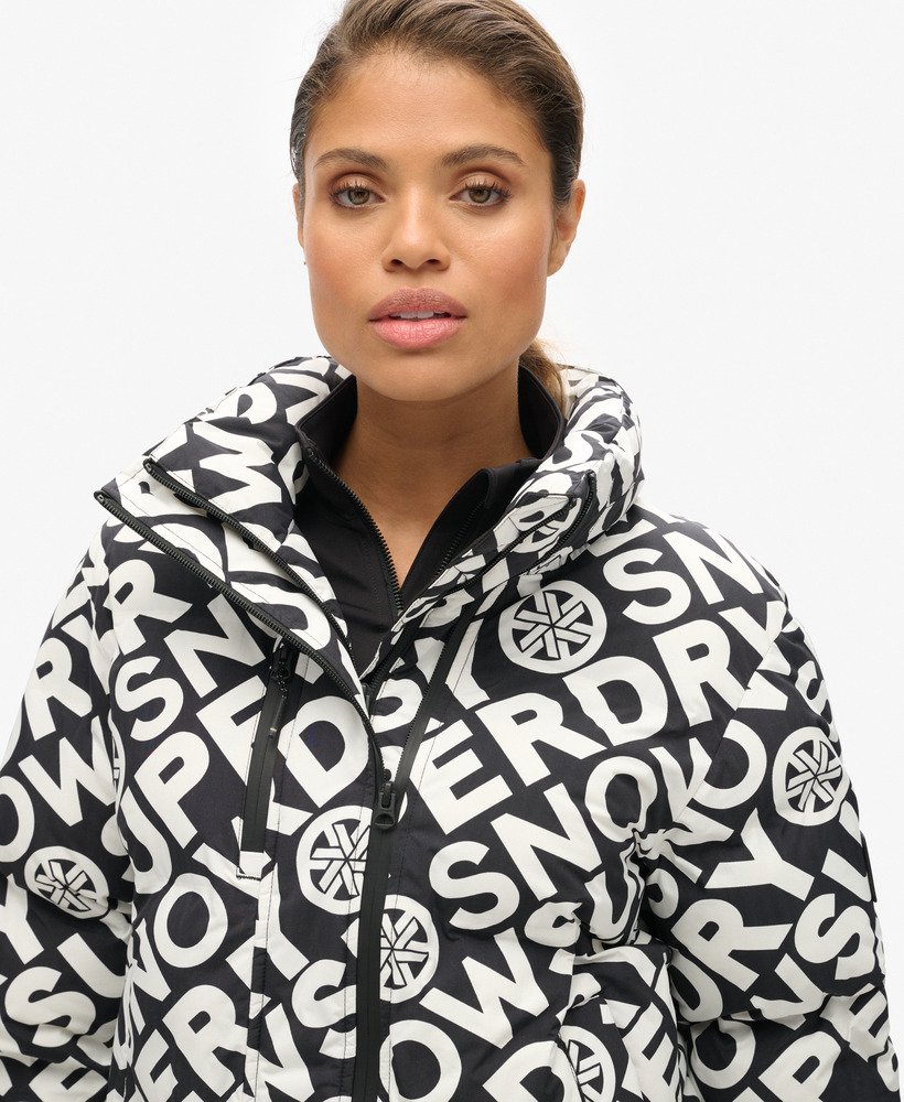 jaqueta ski boxy puffer na cor superdry monogram black