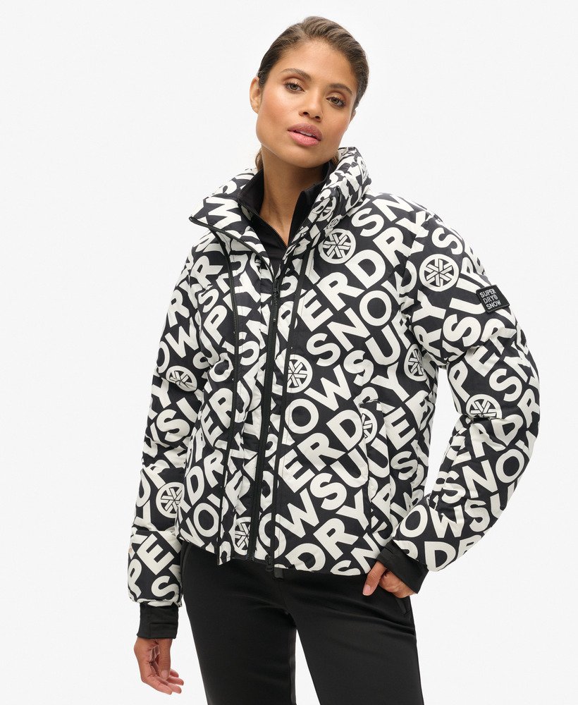jaqueta ski boxy puffer na cor superdry monogram black