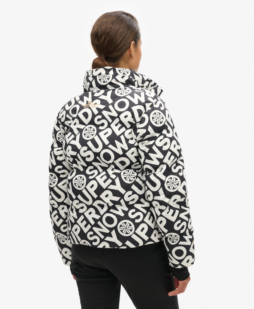 jaqueta ski boxy puffer na cor superdry monogram black