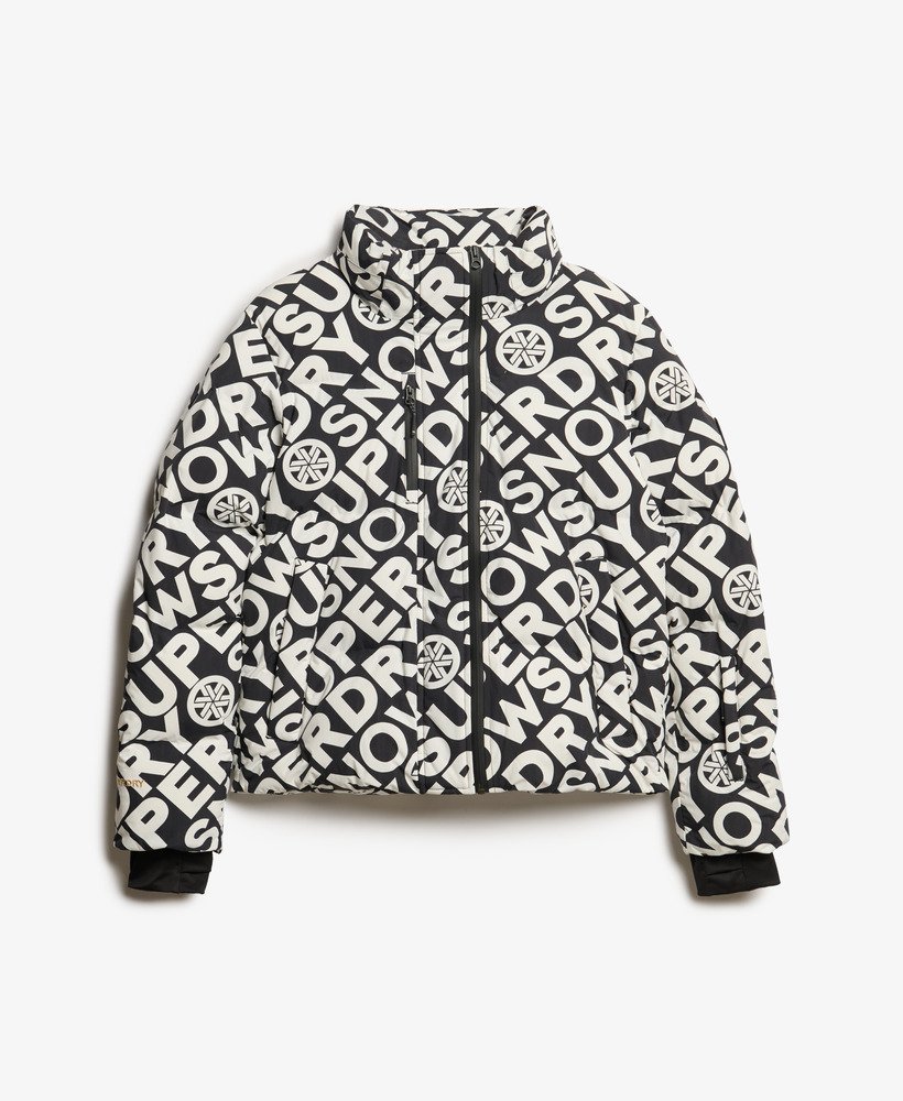 jaqueta ski boxy puffer na cor superdry monogram black