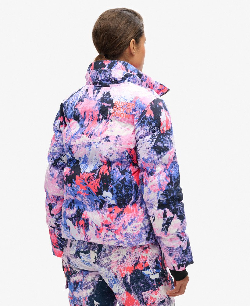 jaqueta ski boxy puffer em mountain mesh roxa