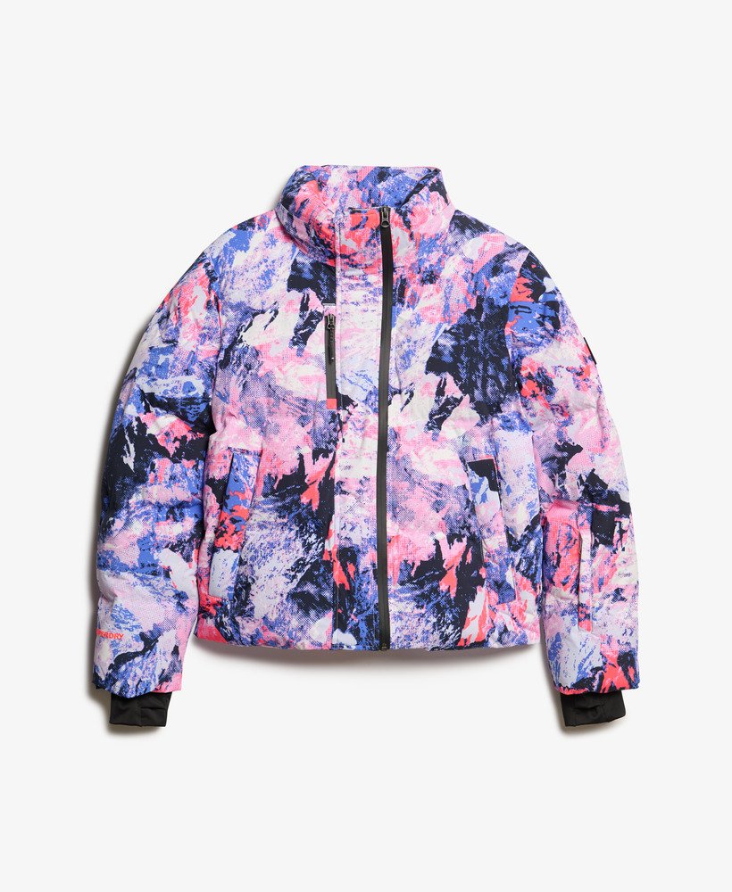 jaqueta ski boxy puffer em mountain mesh roxa