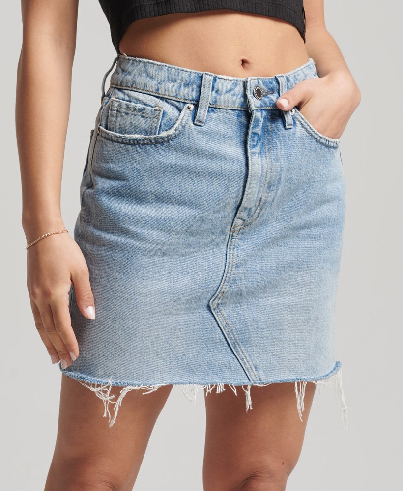 minissaia jeans vintage em tom claro de florença