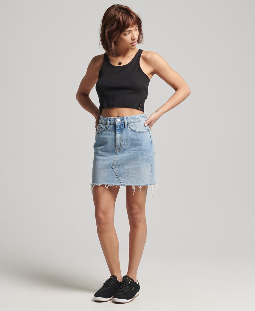 minissaia jeans vintage em tom claro de florença