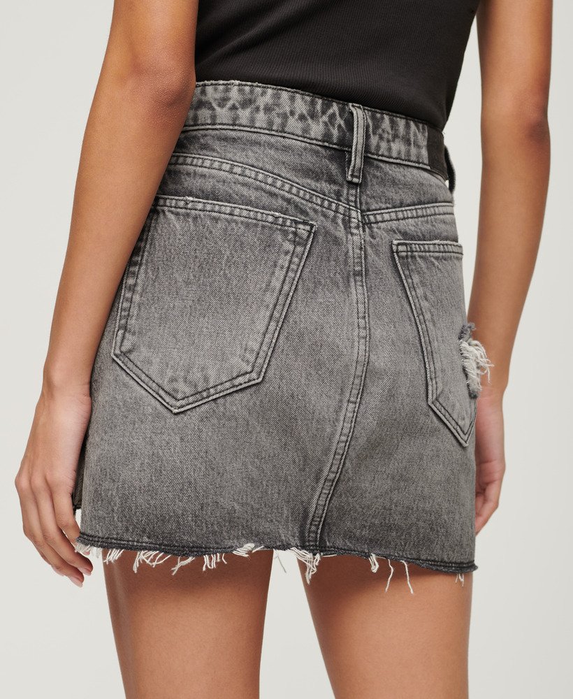 minissaia jeans vintage em preto lavado