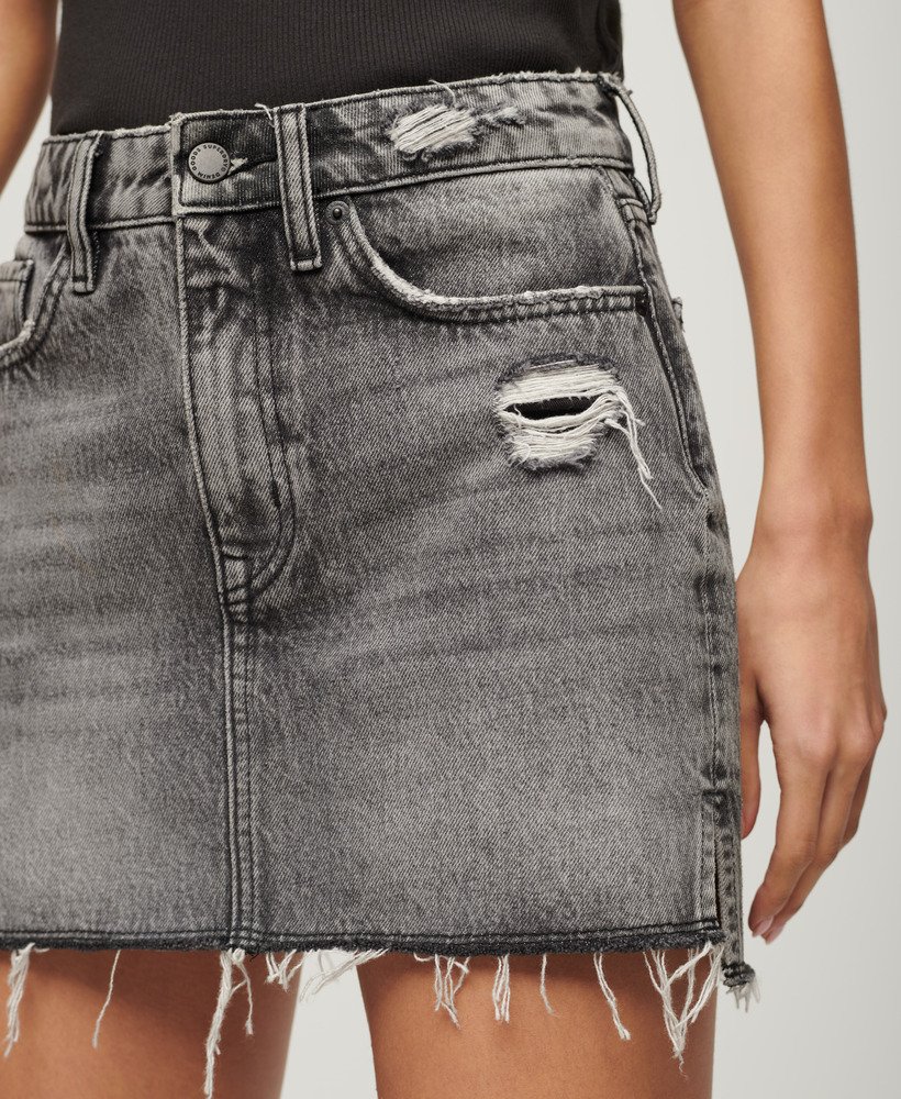 minissaia jeans vintage em preto lavado