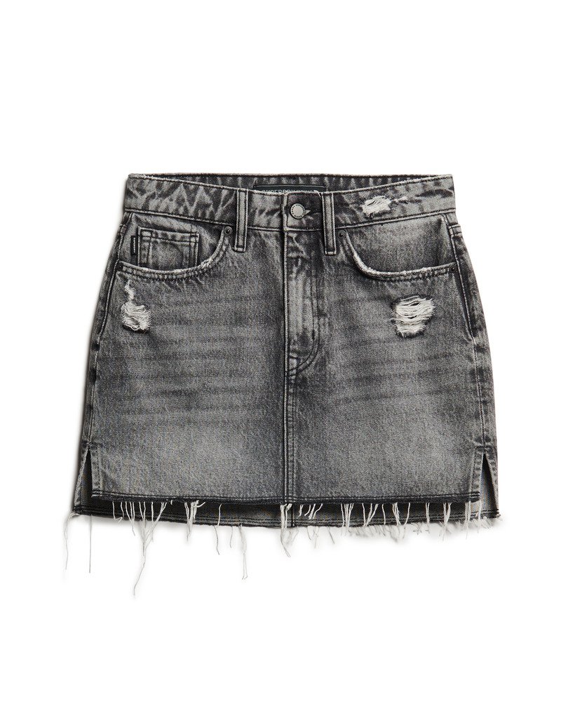 minissaia jeans vintage em preto lavado