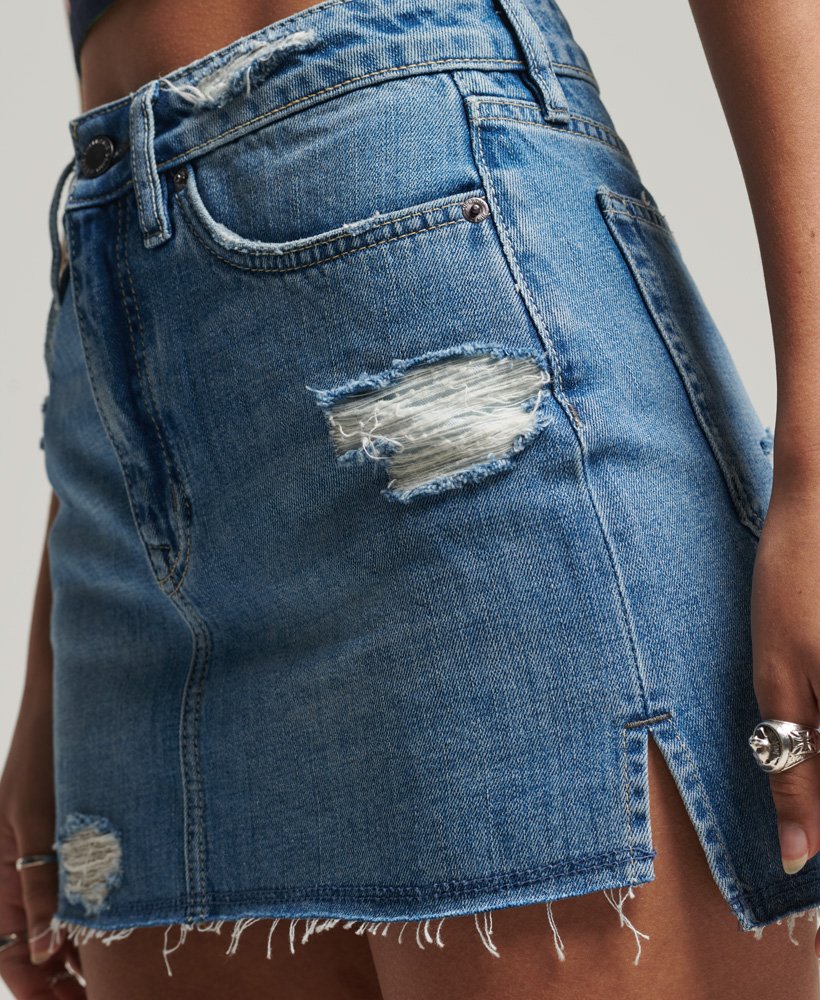 minissaia jeans vintage em índigo médio usada