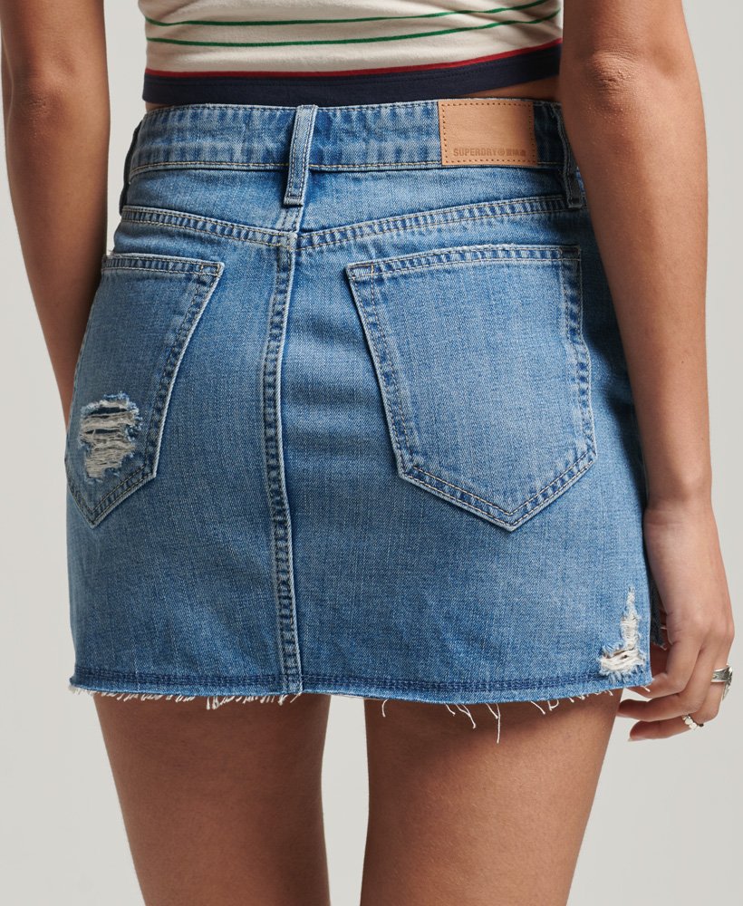 minissaia jeans vintage em índigo médio usada