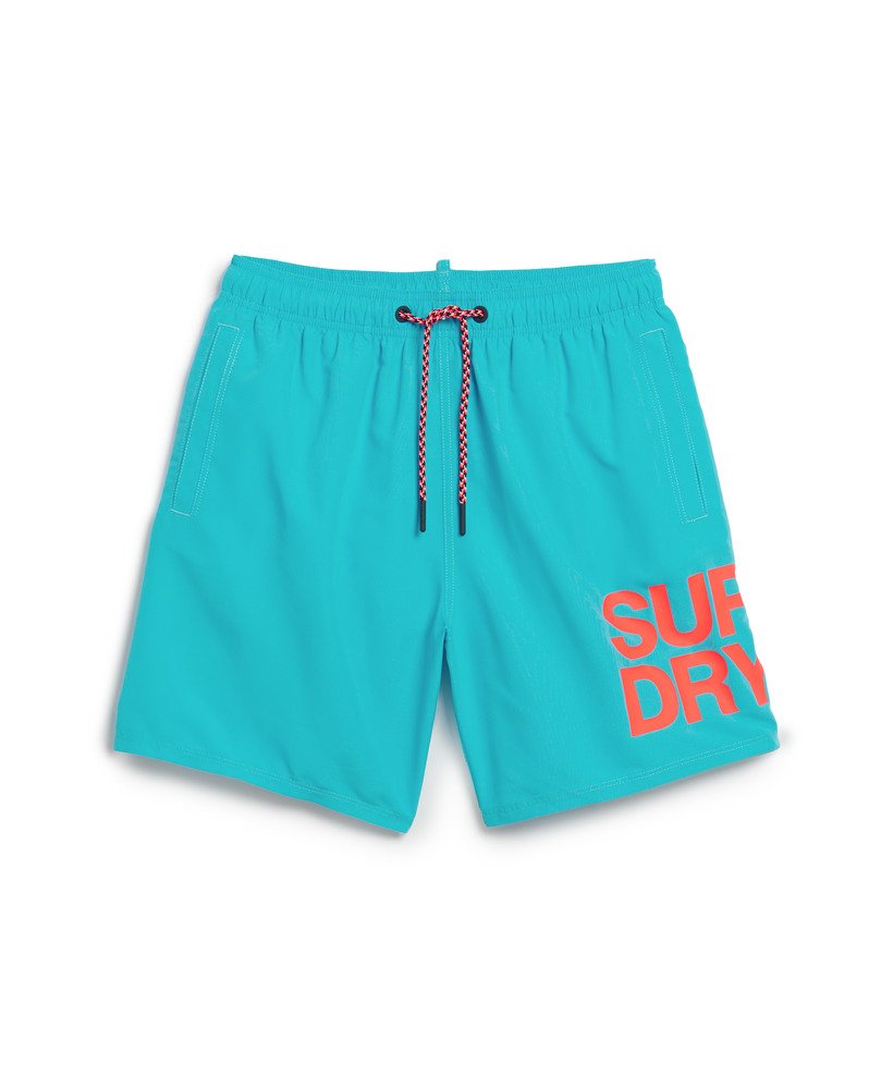calção de banho reciclado sportswear logo de 17 polegadas na cor azul praia