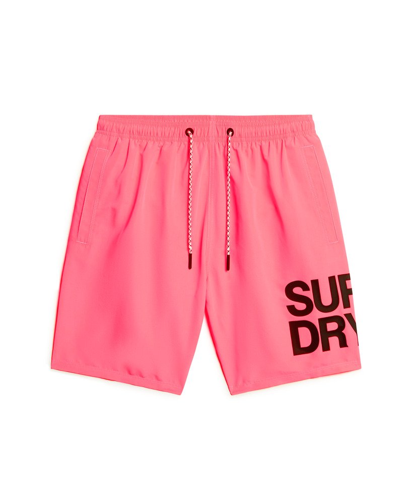 calção de banho reciclado sportswear logo de 17 polegadas na cor rosa choque