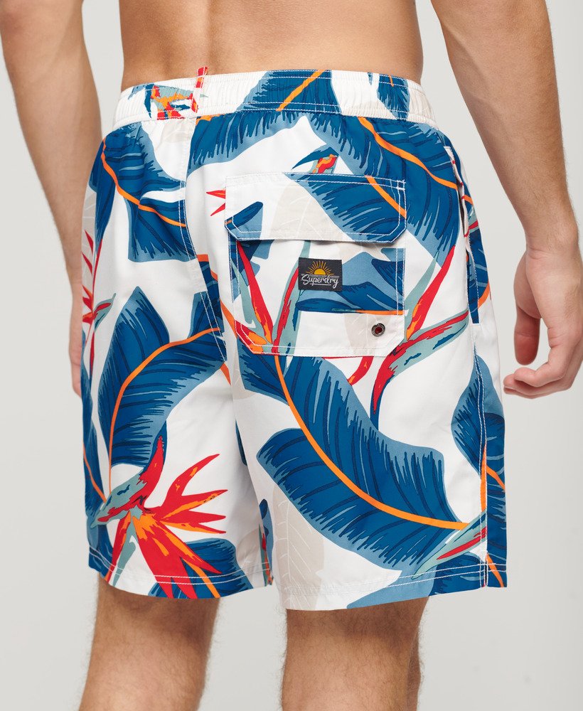 calções de banho de 17 polegadas com estampa havaiana reciclada na cor optic paradise.
