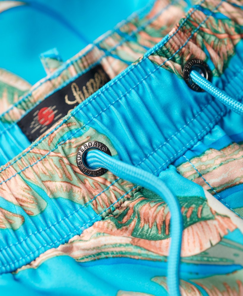 calção de banho de 43 cm 17 polegadas com estampa havaiana reciclada na cor eden hawaiian aqua.