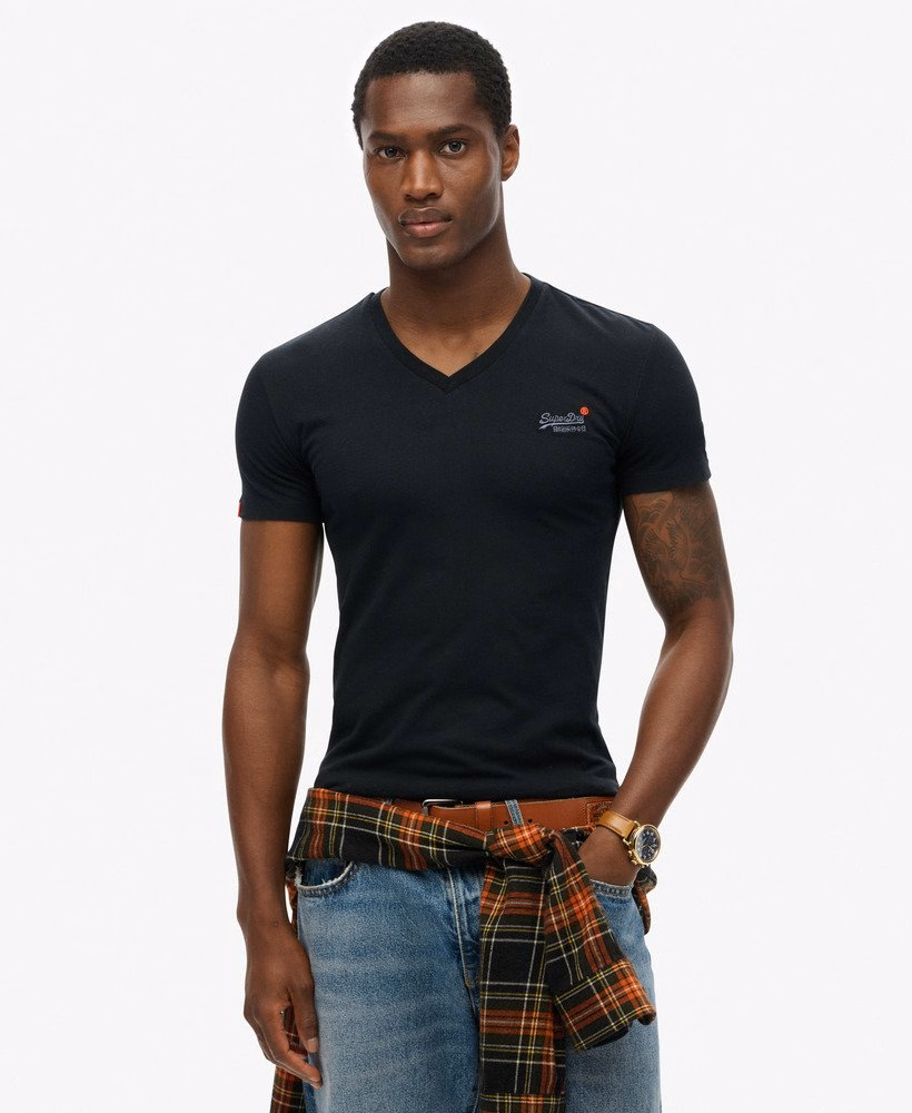 Camiseta Orange Label Vintage com Bordado e Decote em V