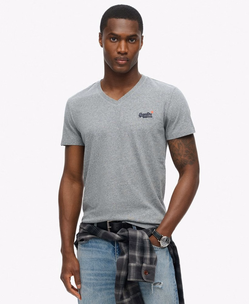 Camiseta clássica de algodão orgânico com decote em V