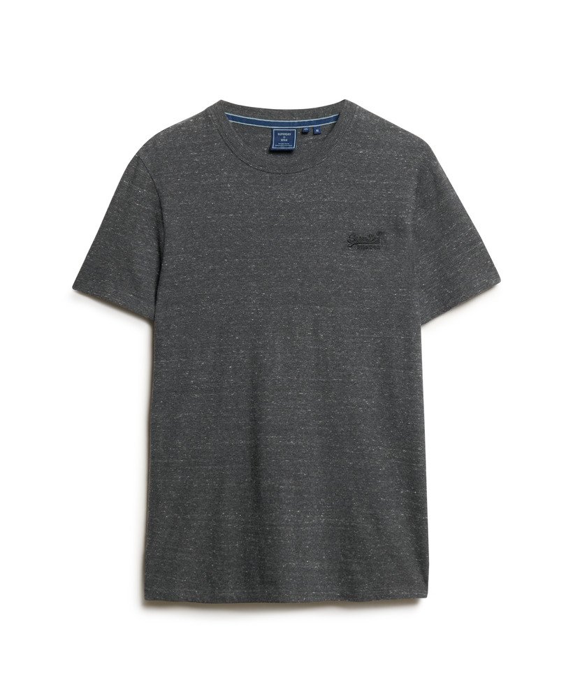 camiseta essential logo em algodão orgânico na cor cinza carvão mesclado.