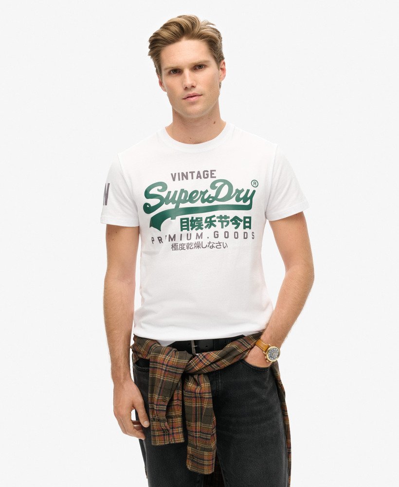 camiseta vintage com logo em algodão orgânico na cor óptica.