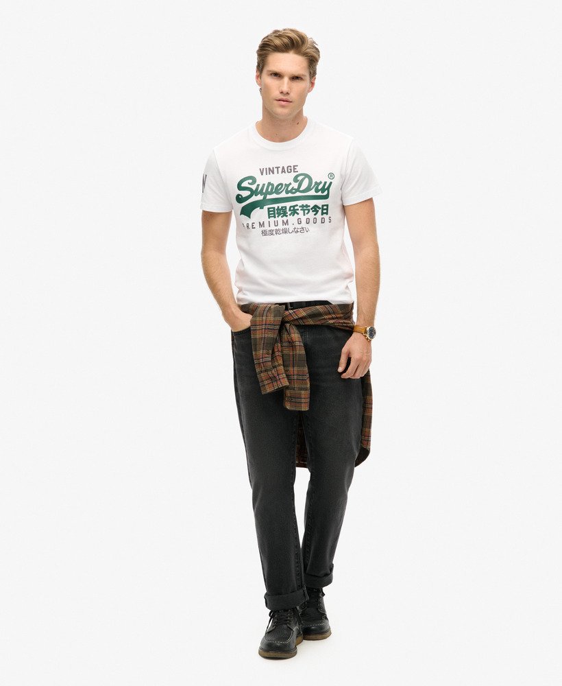 camiseta vintage com logo em algodão orgânico na cor óptica.
