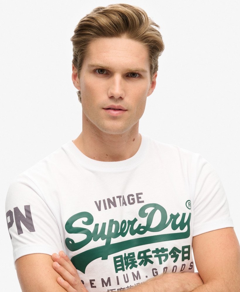 camiseta vintage com logo em algodão orgânico na cor óptica.