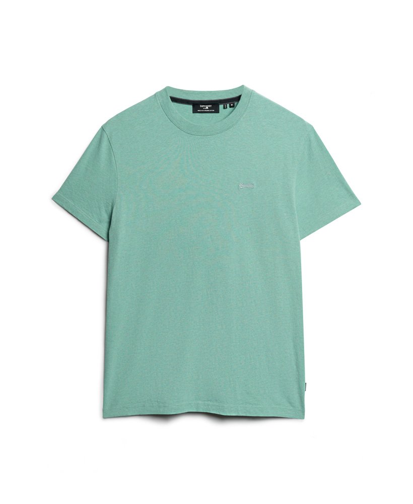 camiseta essential small logo em algodão orgânico na cor verde sálvia mesclado