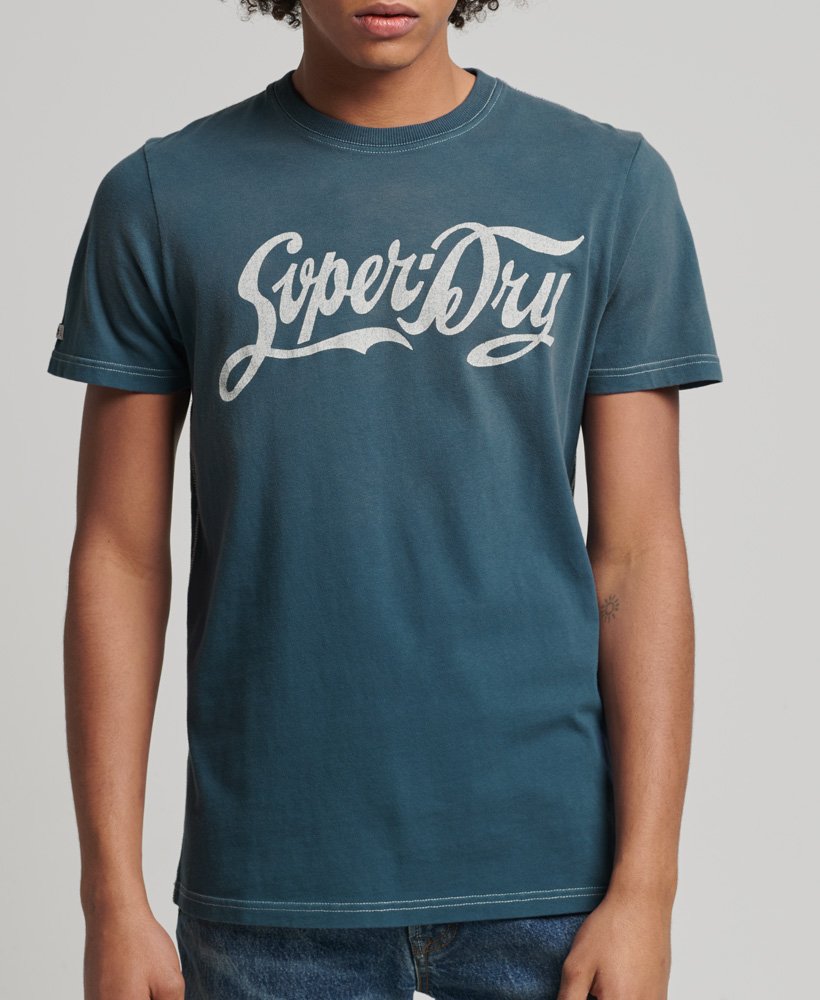 camiseta vintage 04 rework classic de edição limitada na cor azul garrafa