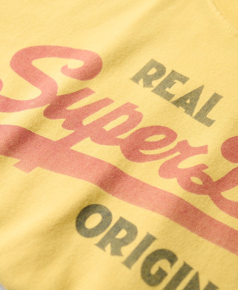 camiseta vintage logo soda pop na cor amarela pigmentada