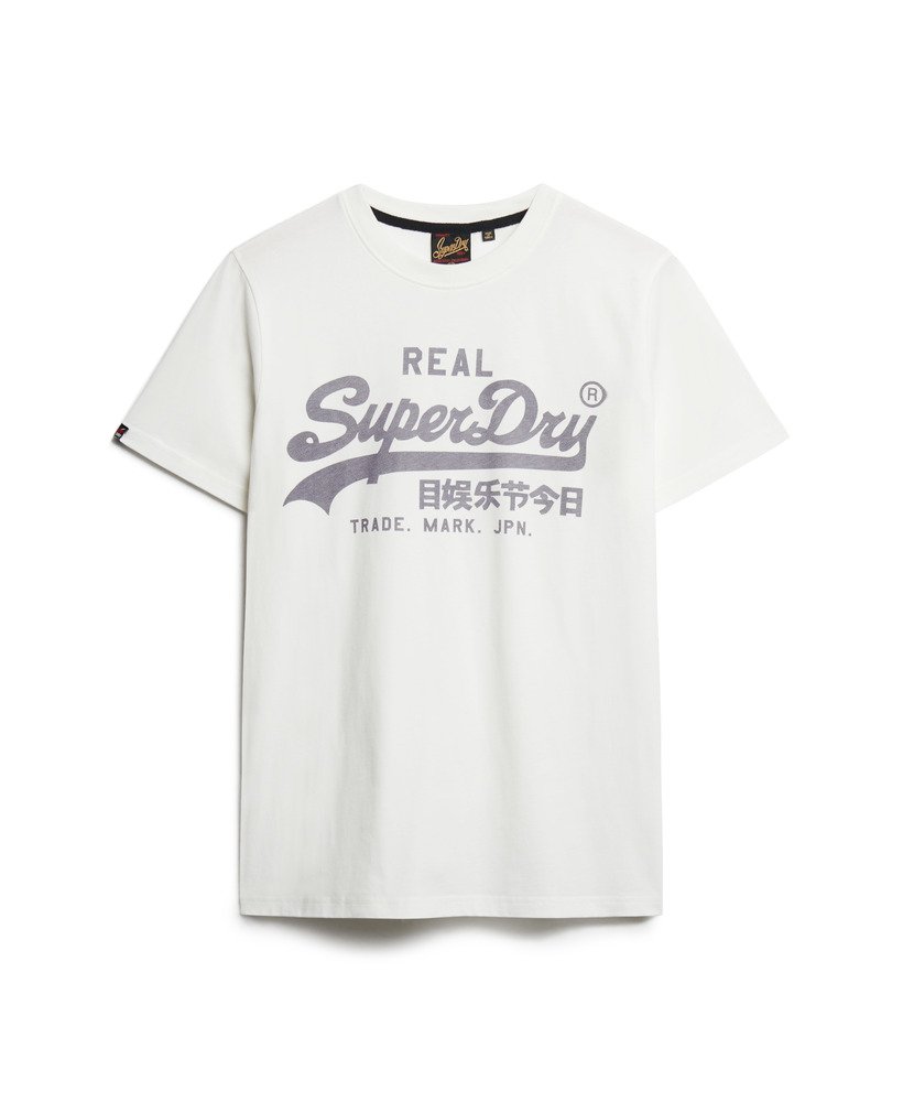 camiseta vintage com logo na cor cru