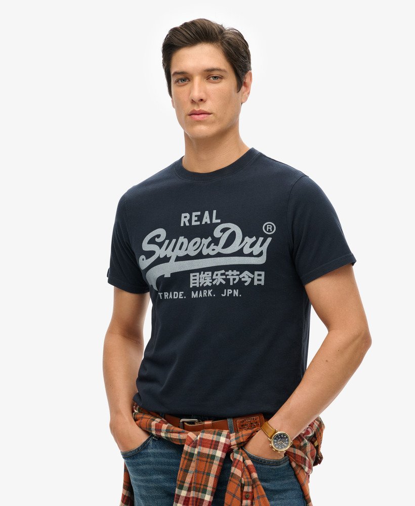 camiseta vintage logo na cor azul marinho eclipse