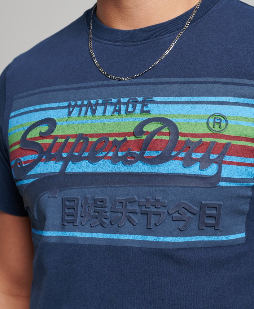camiseta vintage logo cali em azul marinho náutico