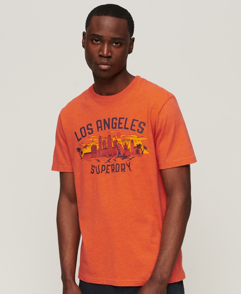 camiseta vintage city souvenir na cor laranja mesclada new house