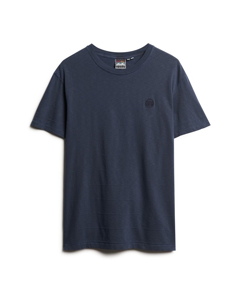 camiseta de algodão orgânico com textura vintage na cor azul-marinho eclipse.