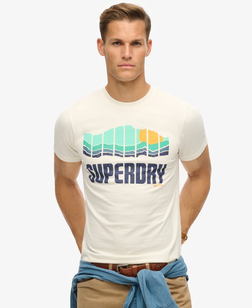 camiseta vintage great outdoors em branco mesclado natural