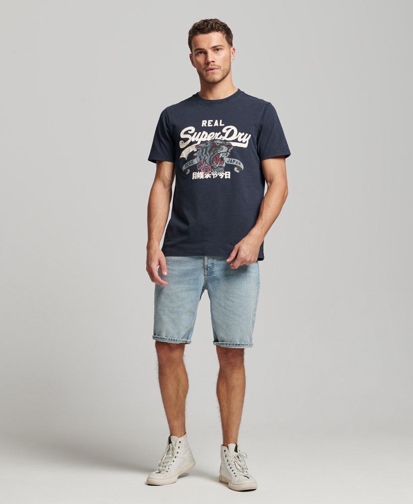 camiseta vintage logo narrative na cor eclipse navy