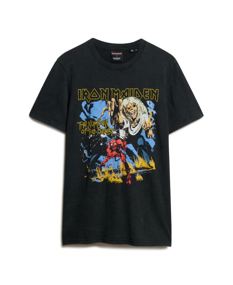 camiseta iron maiden x superdry edição limitada na cor heavy metal black