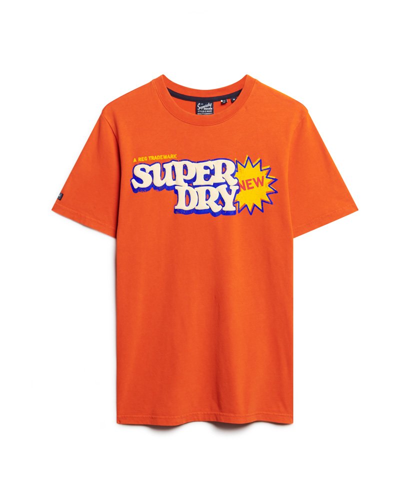 camiseta cooper com logo retrô dos anos 70 na cor laranja purê de abóbora.