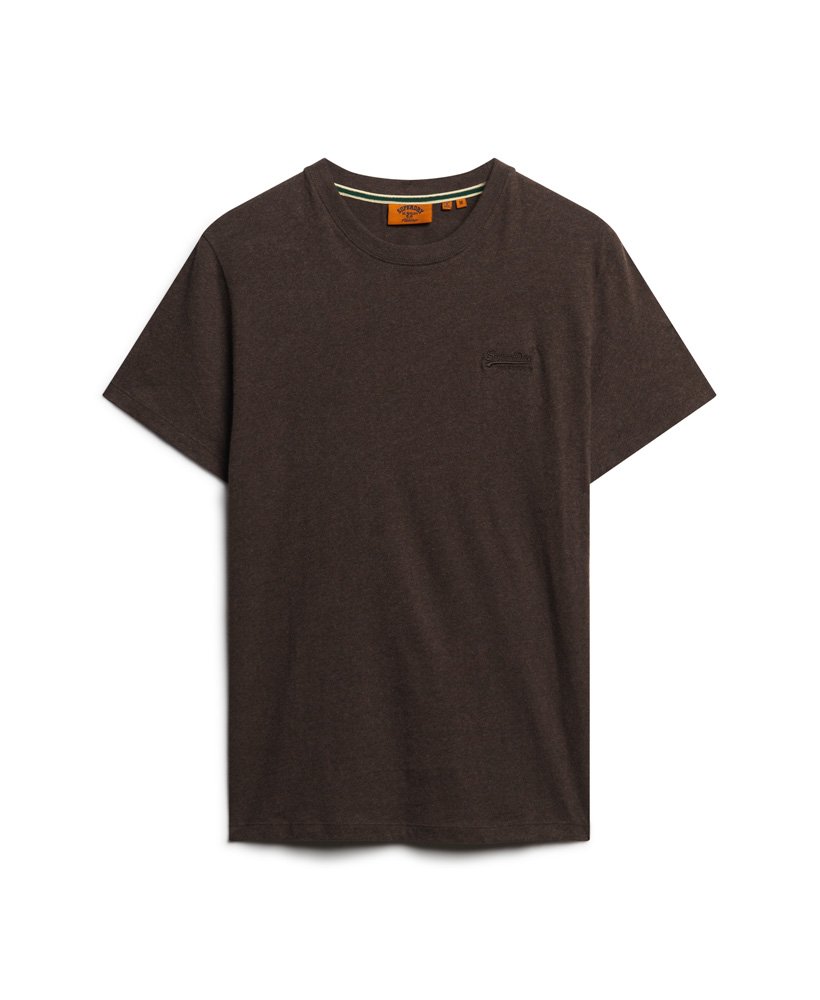camiseta essential logo em algodão orgânico na cor marrom mesclado intenso.