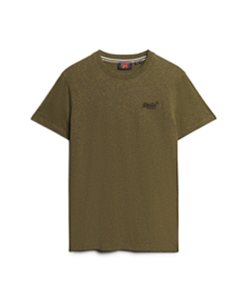 camiseta essential logo em algodão orgânico na cor verde-oliva mesclado.