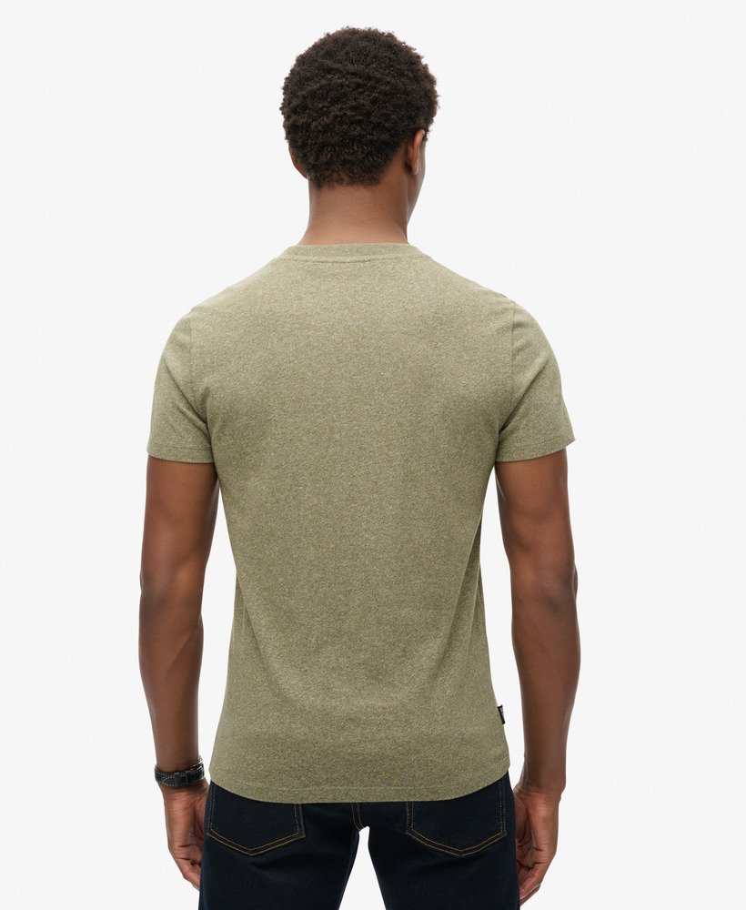 camiseta essential logo em algodão orgânico na cor cinza oliva mesclado