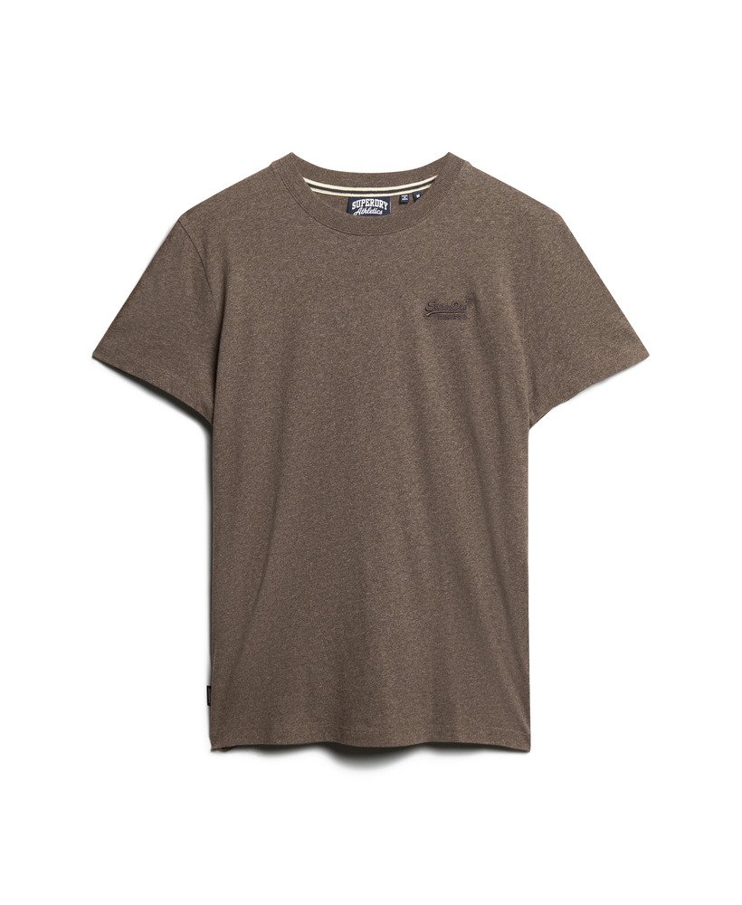camiseta essential logo em algodão orgânico na cor marrom cacau mesclado