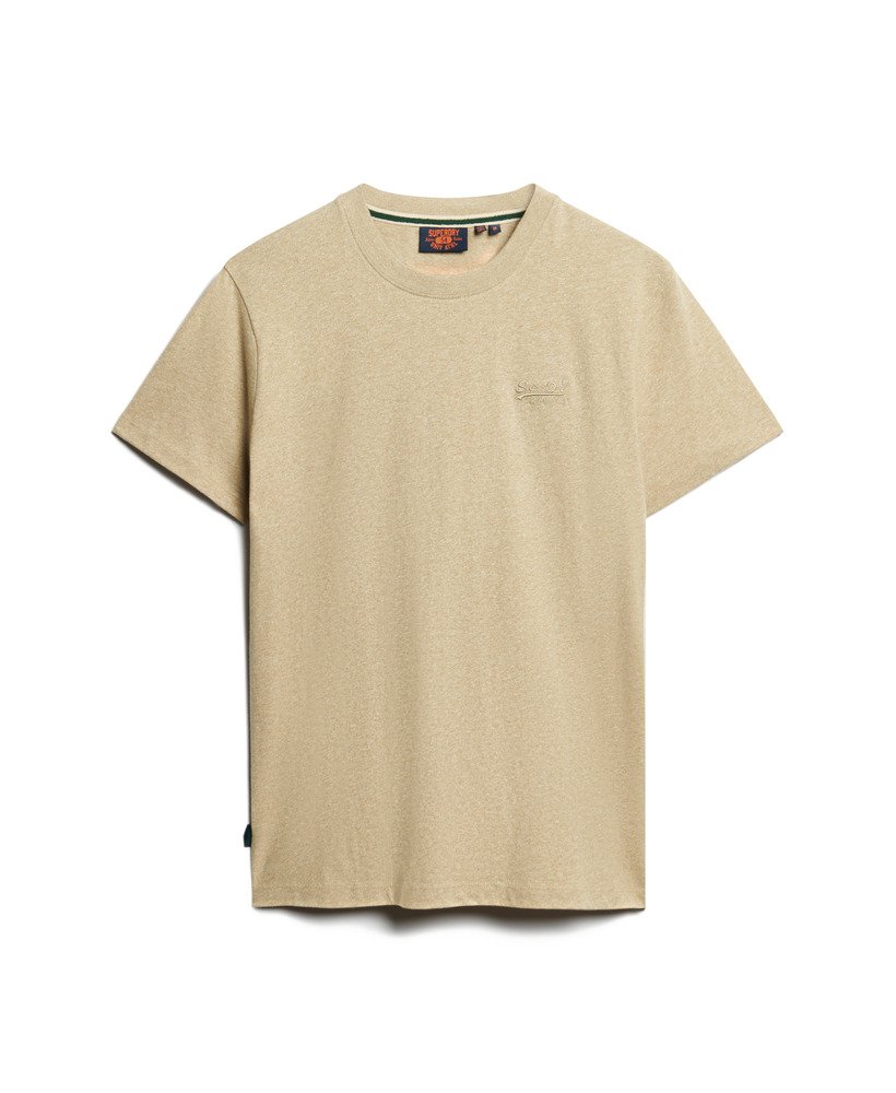 camiseta essential logo em algodão orgânico na cor marrom mesclado.