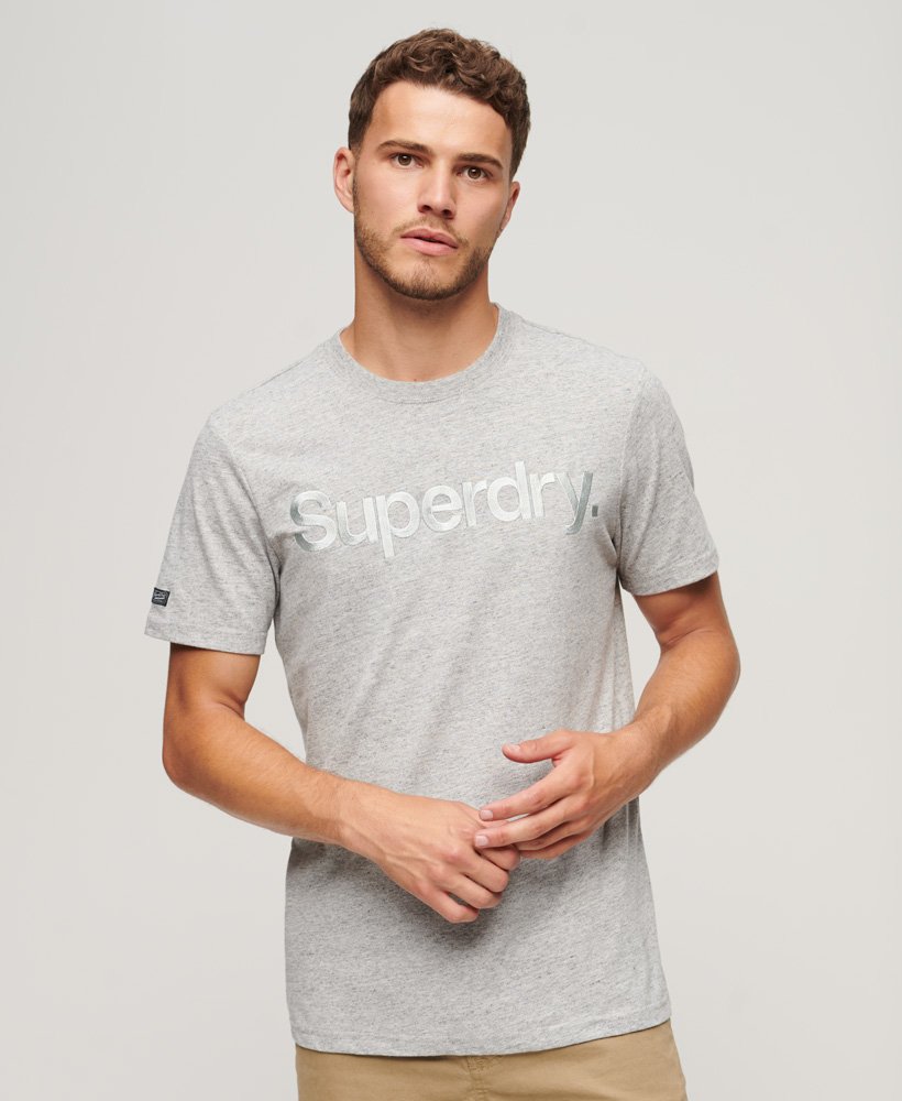 camiseta com logo bordado tonal em cinza mescla atlético