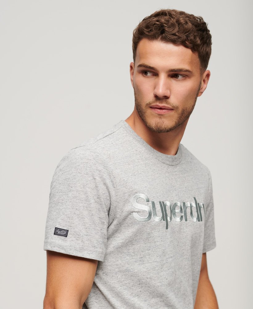 camiseta com logo bordado tonal em cinza mescla atlético