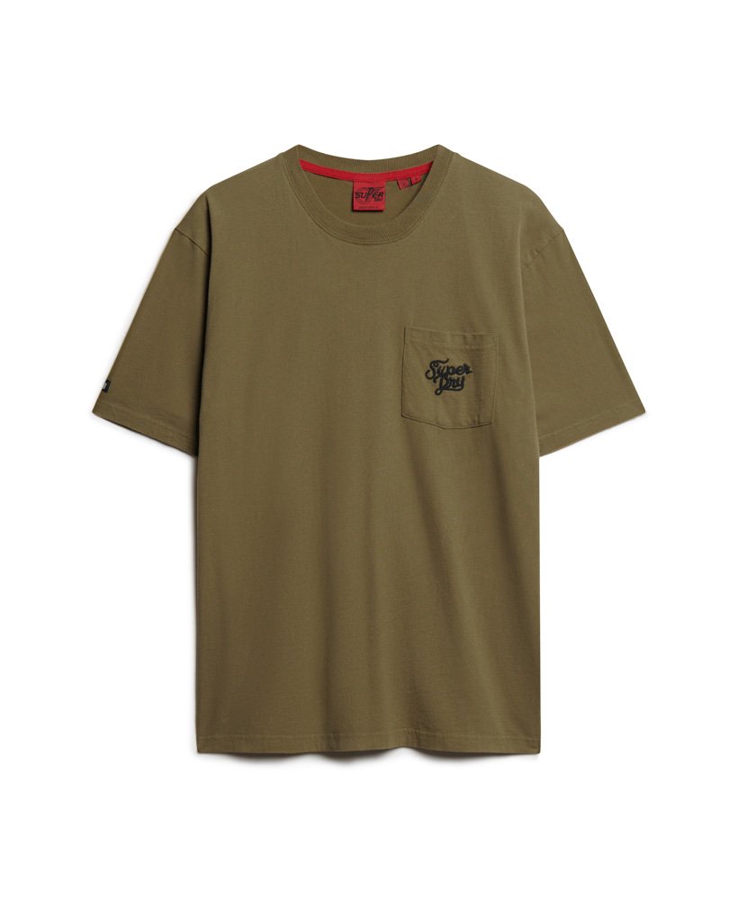 camiseta oversized com estampa de tatuagem nas costas na cor cáqui.