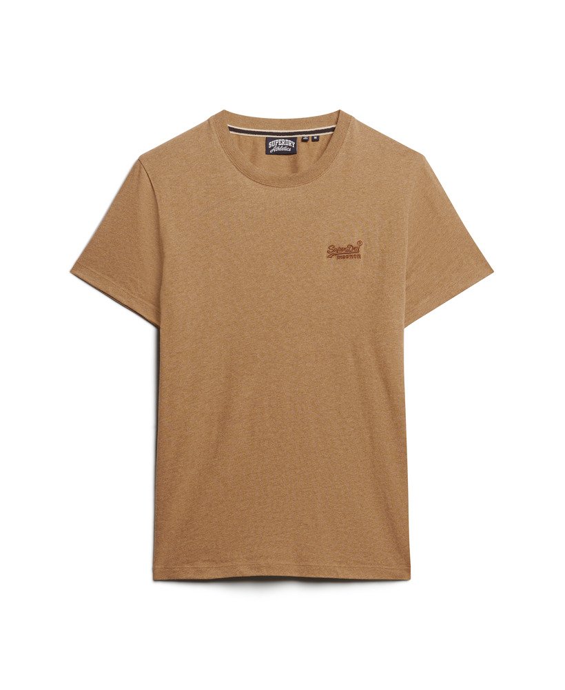 camiseta essential logo em algodão orgânico na cor buck tan brown mesclado